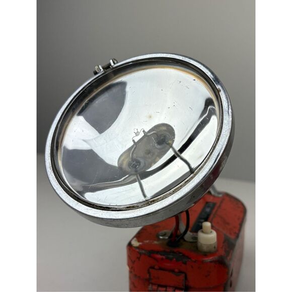 Vtg Teledyne Big Beam 266 Red Metal Flashlights Lantern Combo Railroad Untested - Picture 4 of 13